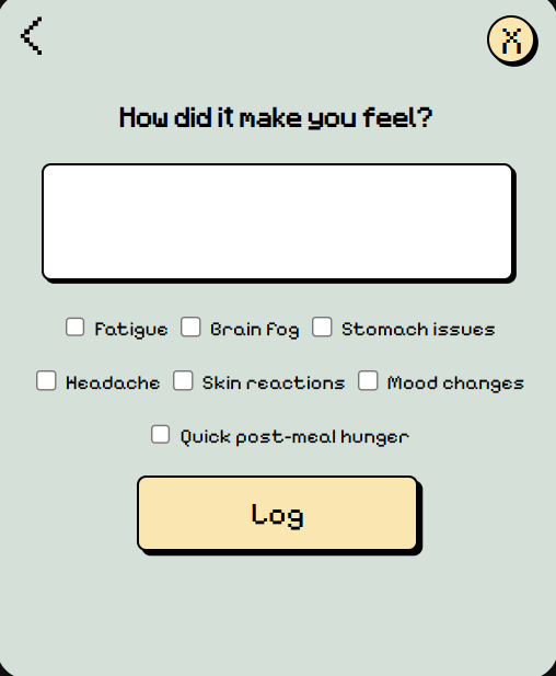 Food log widget  screen 4